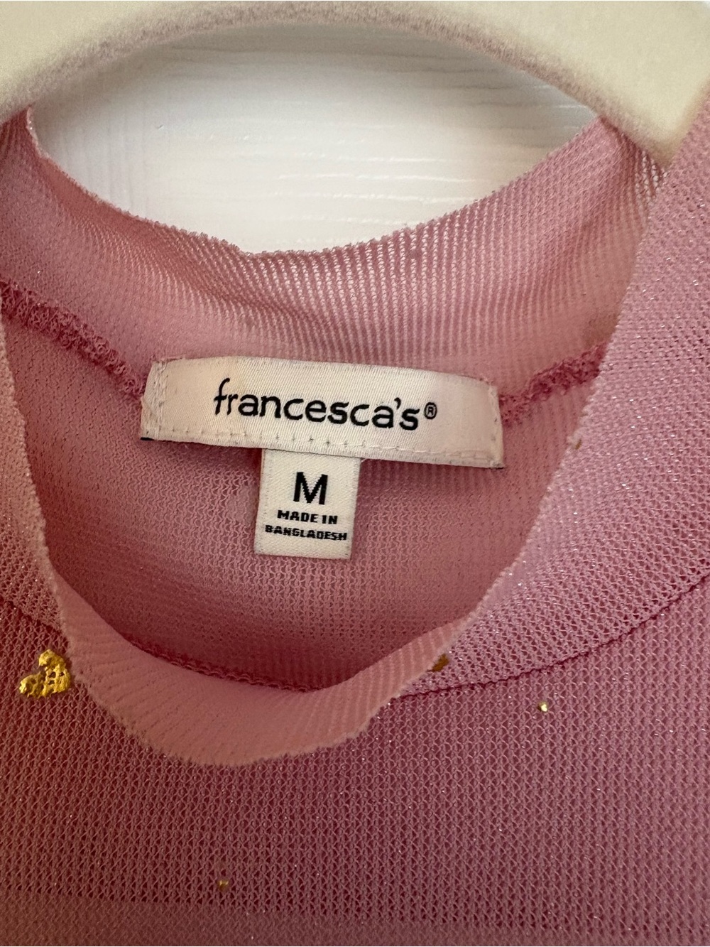 Francesca's Collections Mauve Sheer Long-Sleeve Top with Gold Heart Accents - Picture 2 of 5